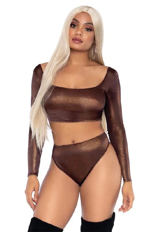 2 Pc Shimmer Crop Top and Thong