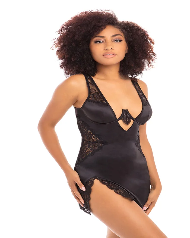 Allegra Exposed Satin And Lace Babydoll