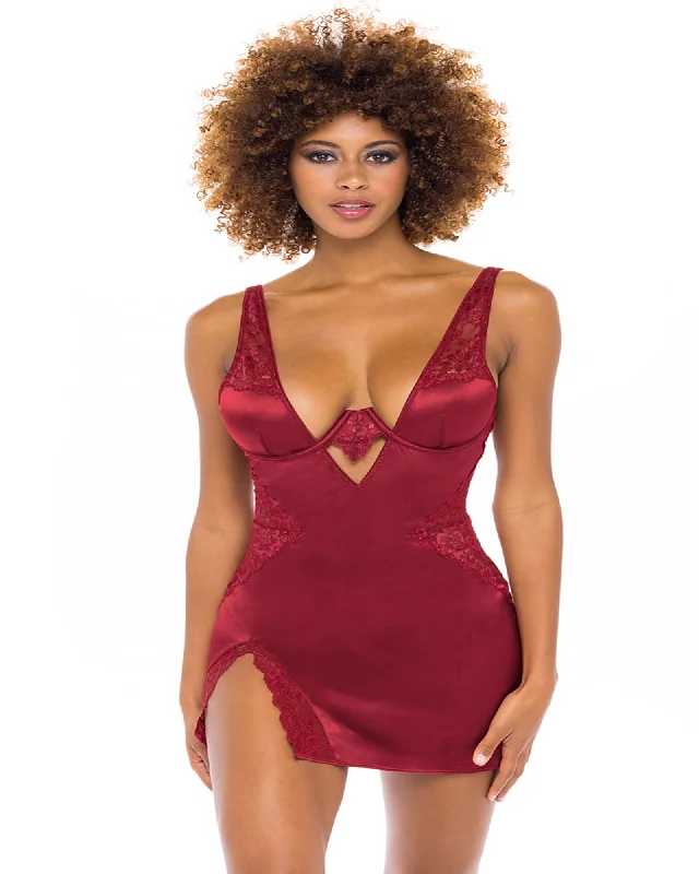 Allegra Exposed Satin And Lace Babydoll