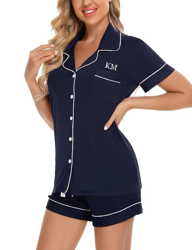 Navy Personalised Super Soft Short Pyjama Set