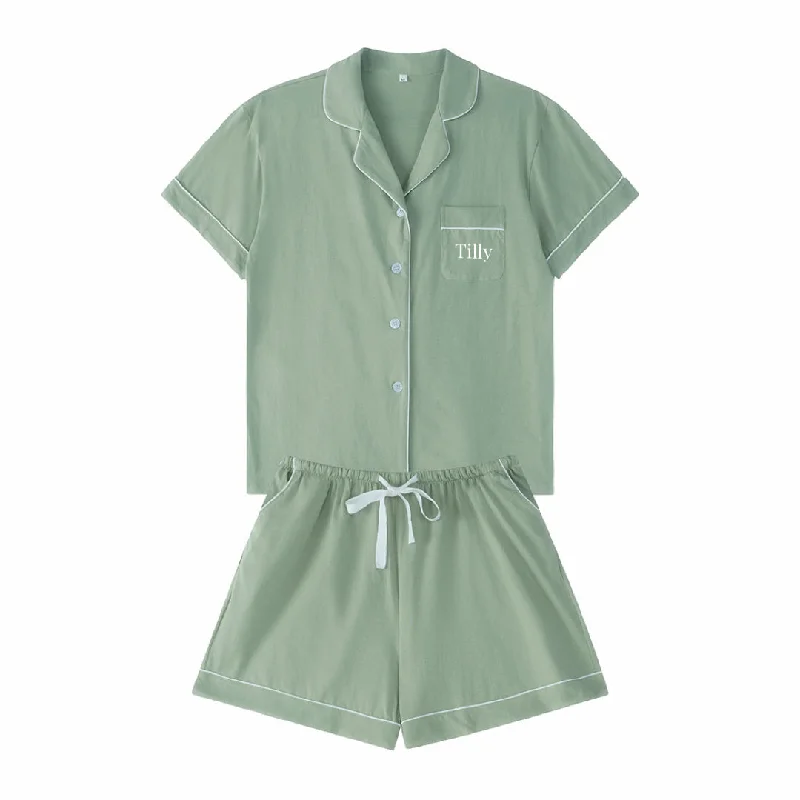 Children's Sage Green Cotton Pyjama Set