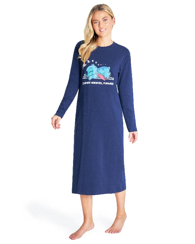 Disney Nighties for Women, Long Sleeve Nightdress -Stitch Gifts