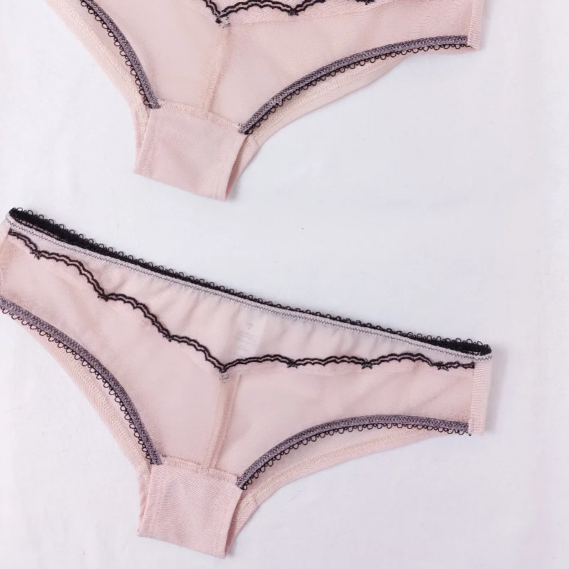 2-Pack Collection Powder Pink Line Brief Knickers Sheer Lace