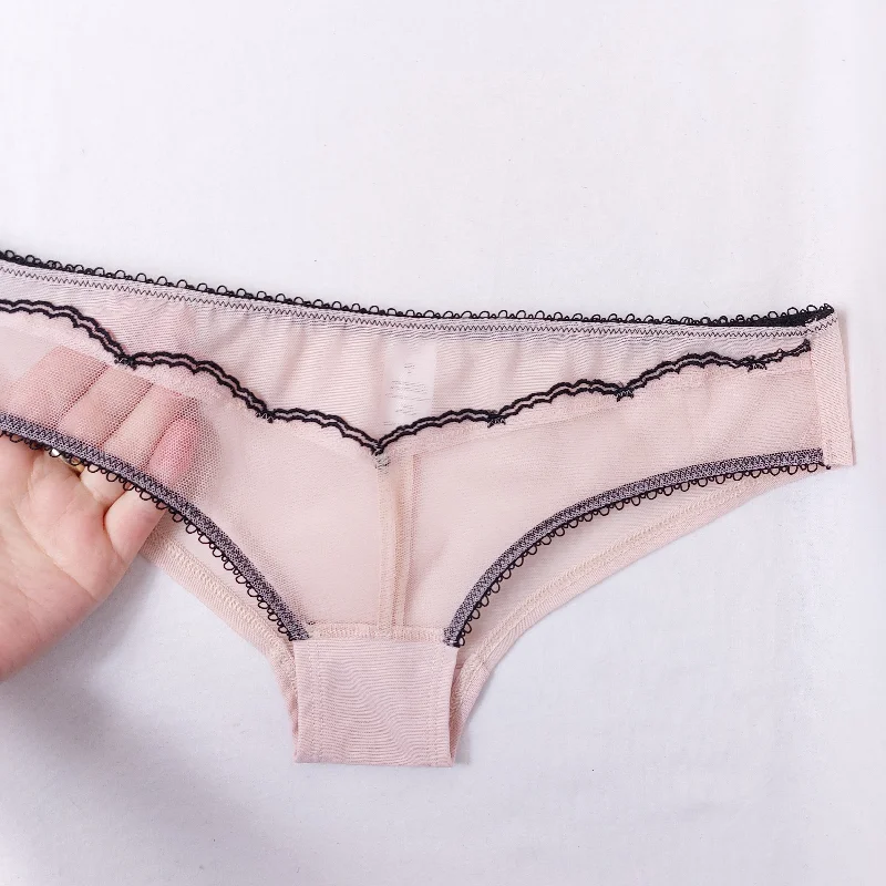 2-Pack Collection Powder Pink Line Brief Knickers Sheer Lace