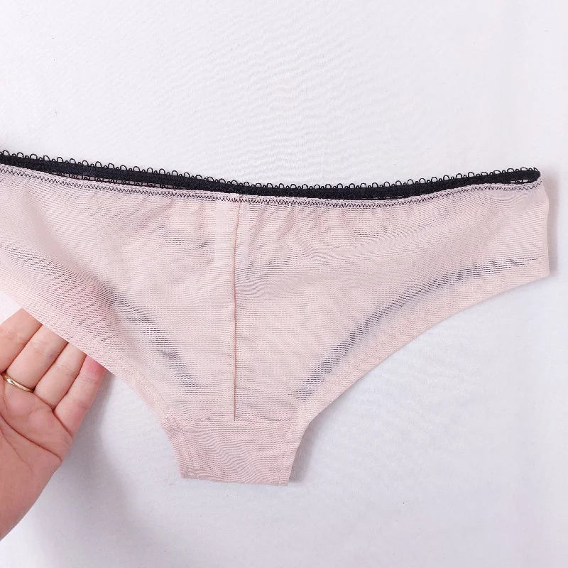 2-Pack Collection Powder Pink Line Brief Knickers Sheer Lace