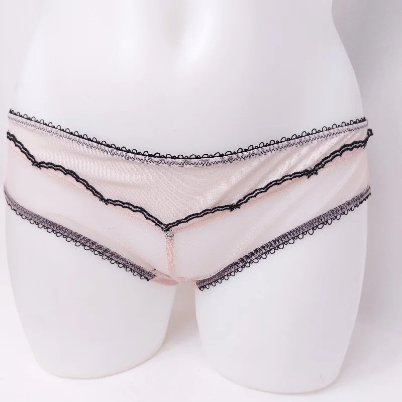 2-Pack Collection Powder Pink Line Brief Knickers Sheer Lace