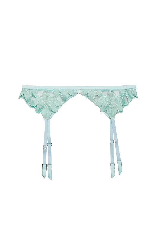 Fleur Du Mal Lily Embroidery Garter Belt