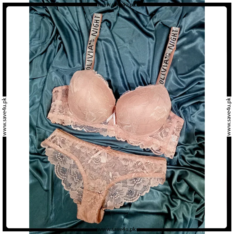 Floral Lace Padded Push up Bra Set