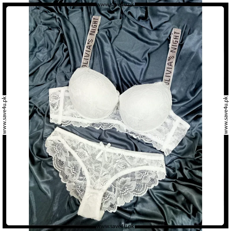 Floral Lace Padded Push up Bra Set