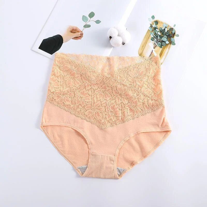 HIGH WAIST UNDERWEAR WOMEN COTTON LACE PANTIES