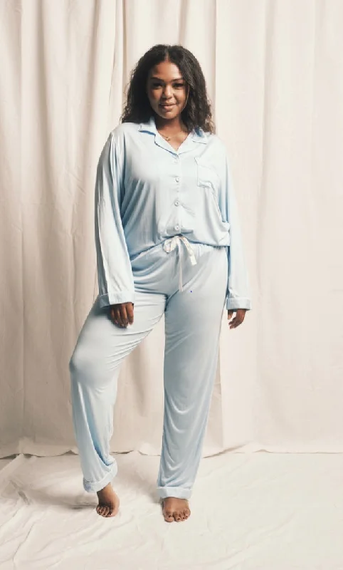 Dusk Full Button Pyjamas in Powder Blue