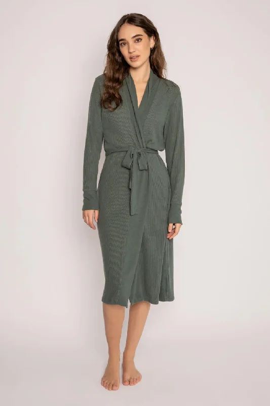 PJ Salvage Long Robe-Textured Essentials-Gray, Black, Green