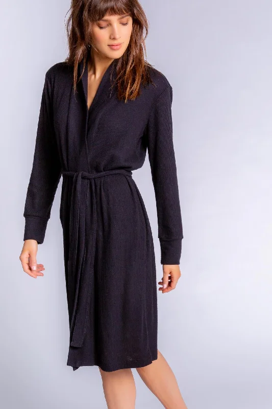 PJ Salvage Long Robe-Textured Essentials-Gray, Black, Green