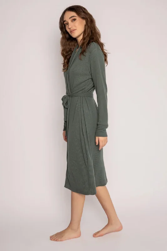 PJ Salvage Long Robe-Textured Essentials-Gray, Black, Green