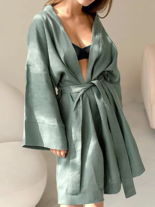 Ariana Belted Linen Robe