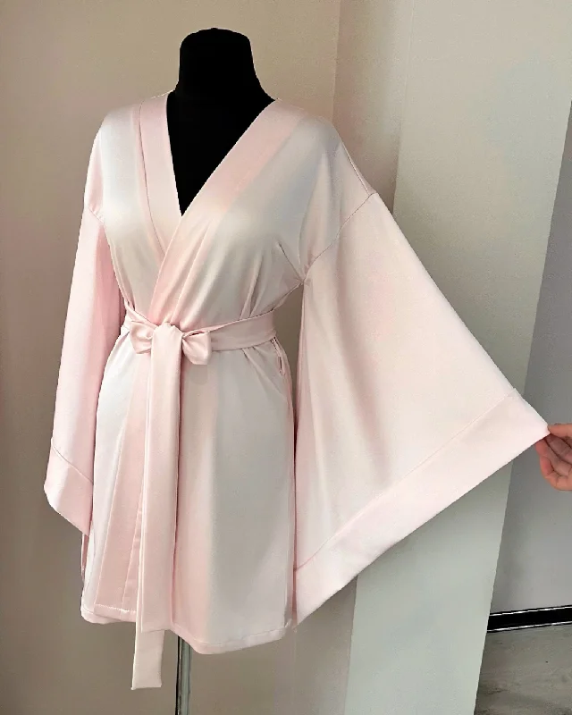 Kimono robe pink short Bridesmaides robes