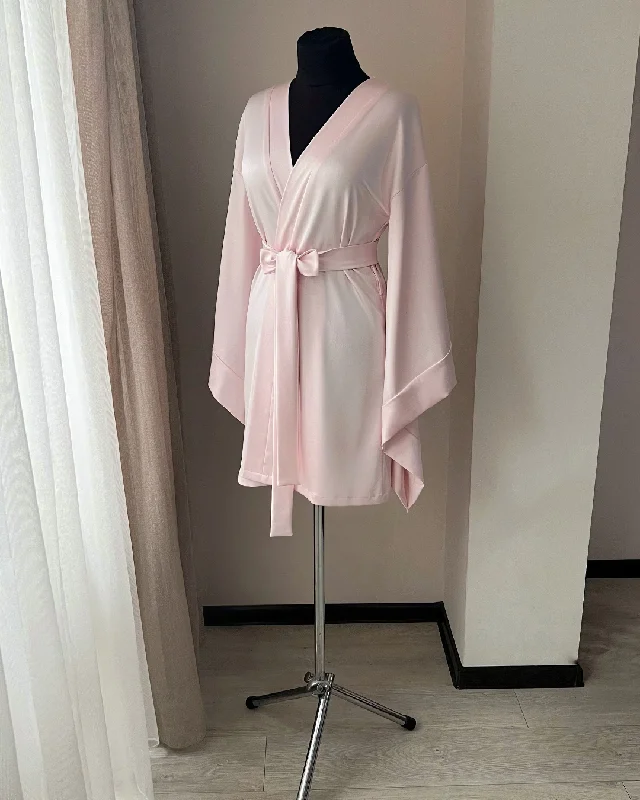 Kimono robe pink short Bridesmaides robes