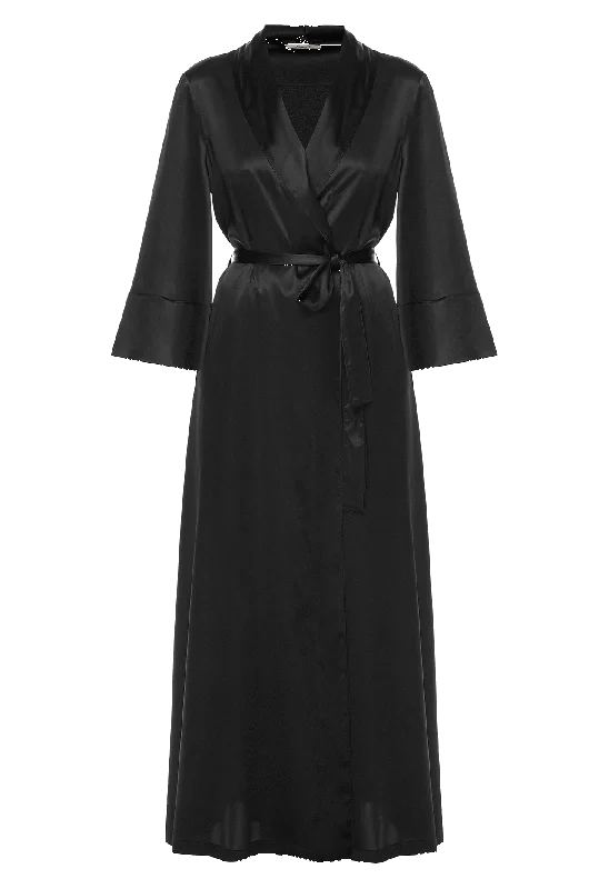 Victoria lace-trimmed silk robe