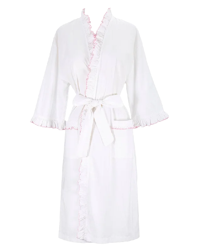 Lulie Cotton Ruffle Robe, Pink