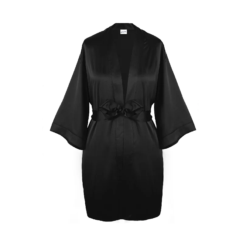 Classic Satin Robe - Onyx