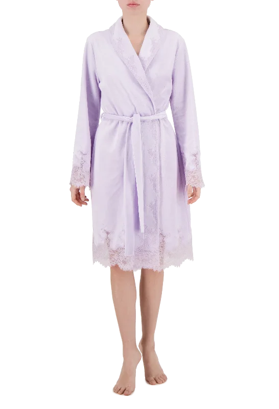 Marielle lace-trimmed velour short robe