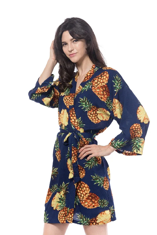 Navy Blue Cotton Pina Robe