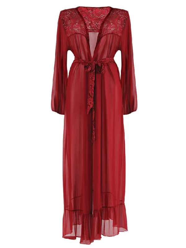 Plus Size Burgundy Dressing Gown Robe