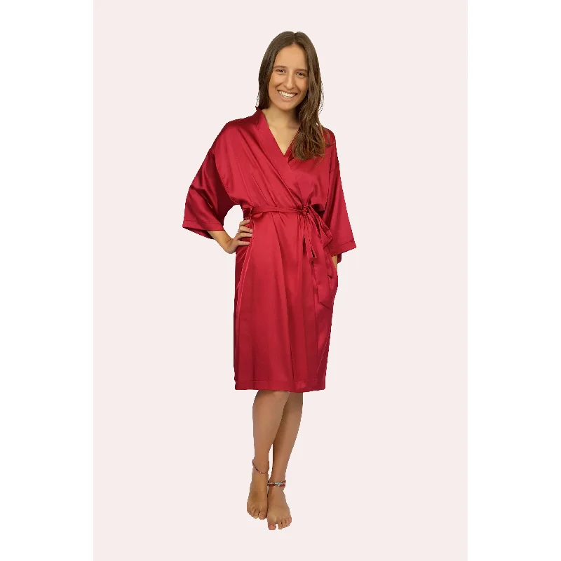 PRETTY GIRL Satin Robes - Ruby