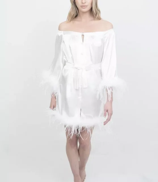 The Hair & Makeup Robe® Feathers Sleeve & Hem