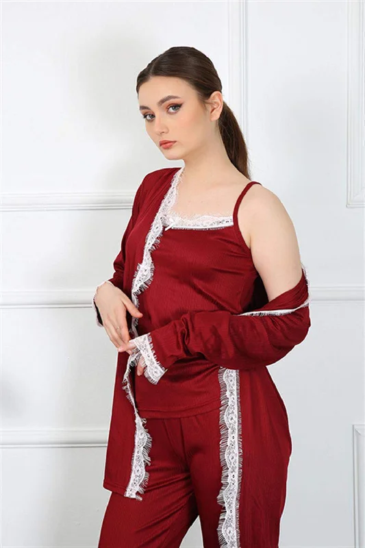 Women's 3-pack Claret Red Dressing Gown 16108