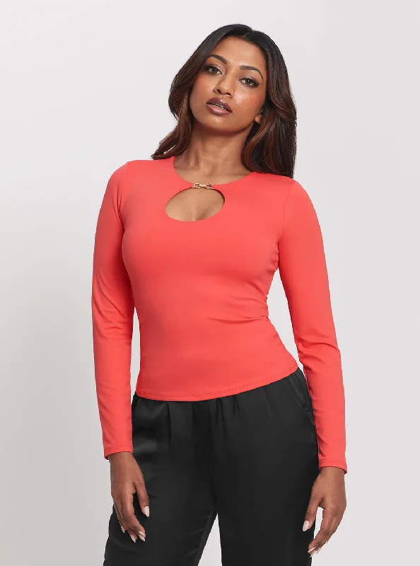 Coral Orange Keyhole Morgen Top