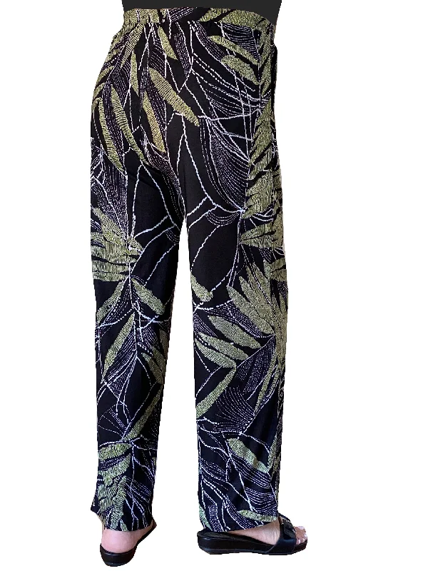 La Cera Savannah Palm Print Cropped Pant