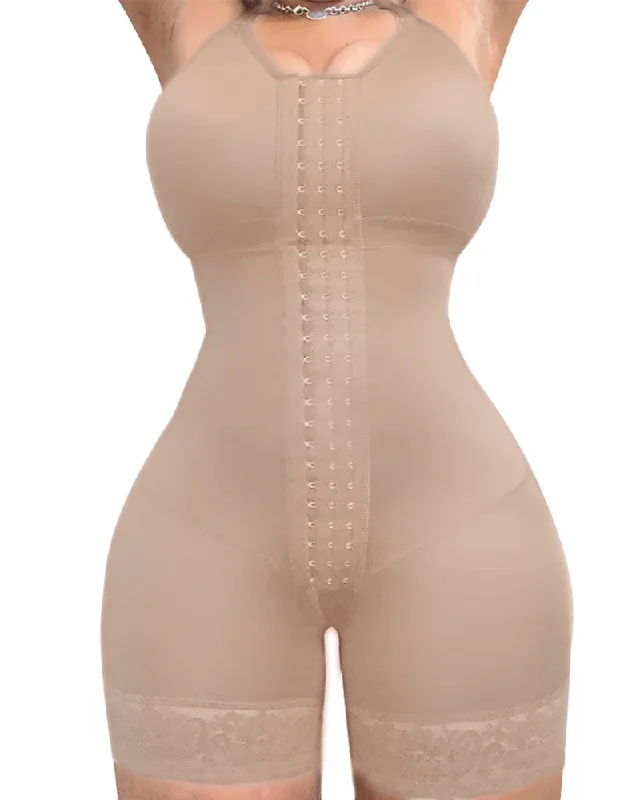 Open Bust Faja Bodysuit Invisible Booty Shaper Mid Length Slimming Lace Fajas