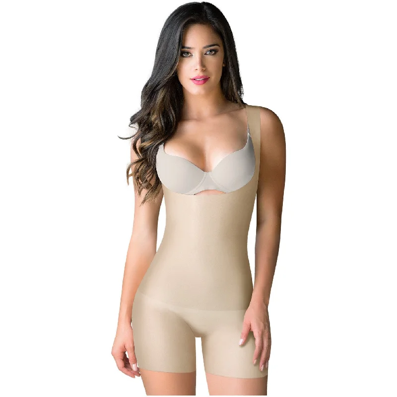 ROMANZA 2033 | Women Tummy Control Shapewear | Open Bust & Mid Thigh