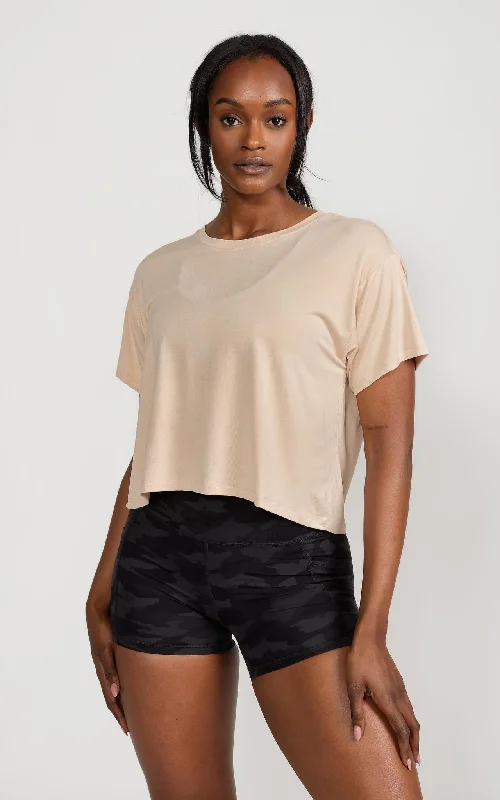 Loose-fit Crop Top in Tan