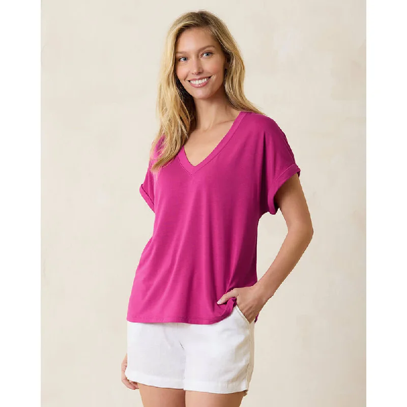 Tommy Bahama Women's Kauai Jersey V-Neck T-Shirt - Pineapple Pink