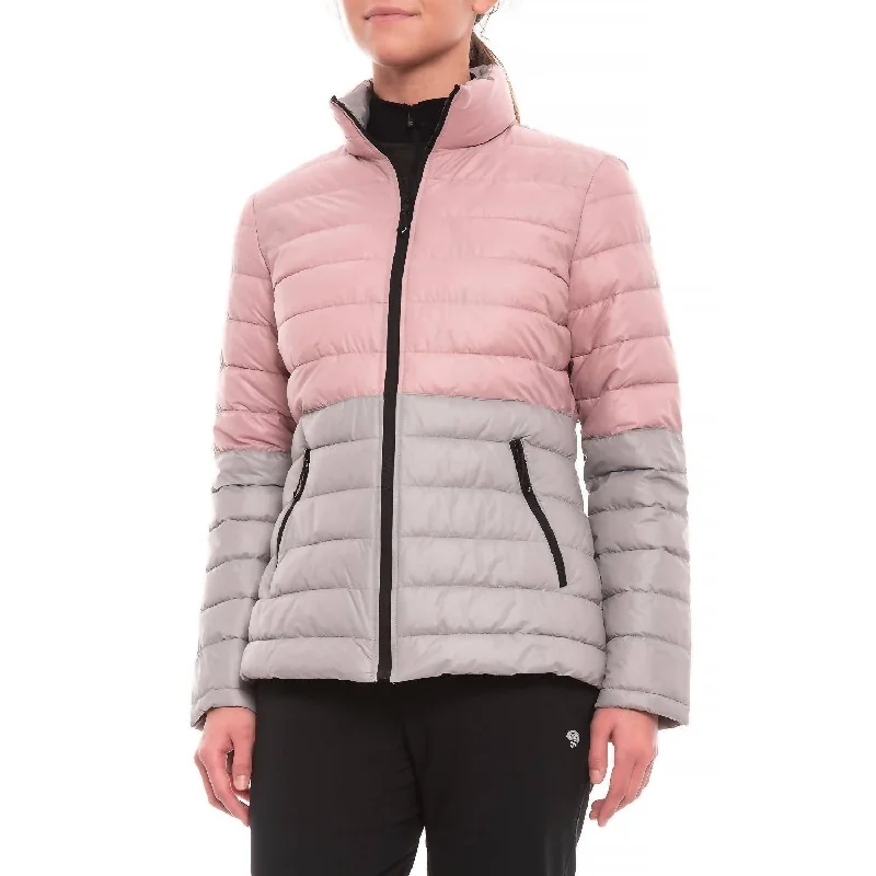 Color Block Packable Coat in Pink