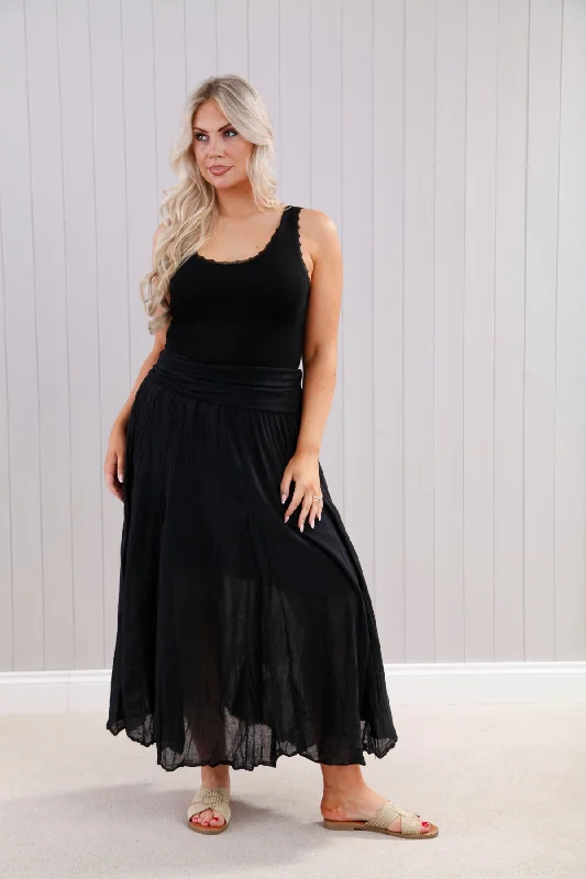 Crinkle Skirt Black