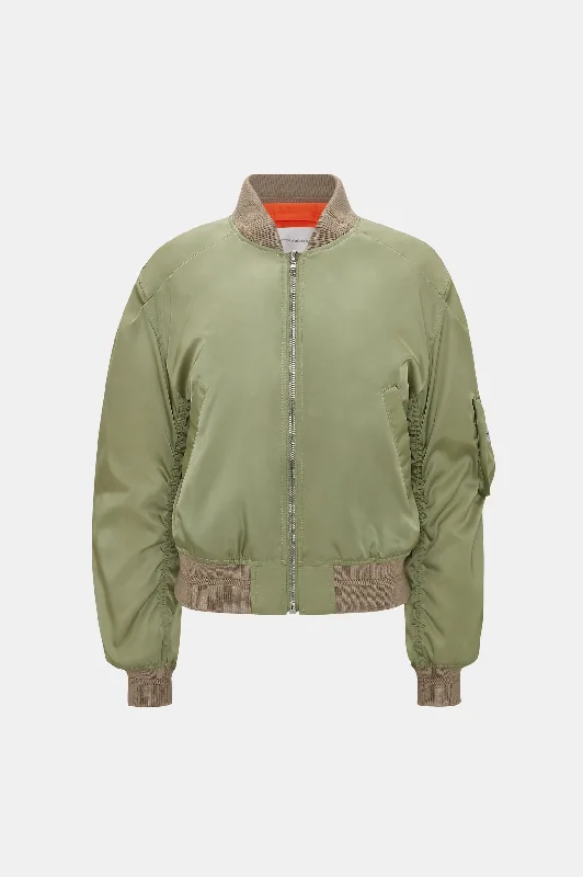 Cropped Bomber Jacket in Avacado