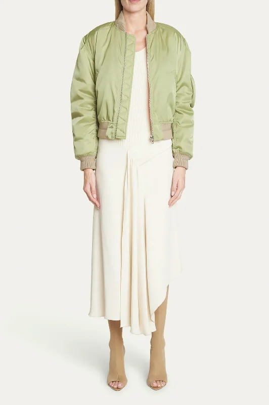 Cropped Bomber Jacket in Avacado