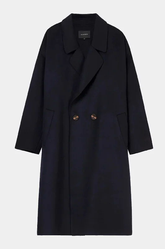 Florentine Cocoon Coat in Navy