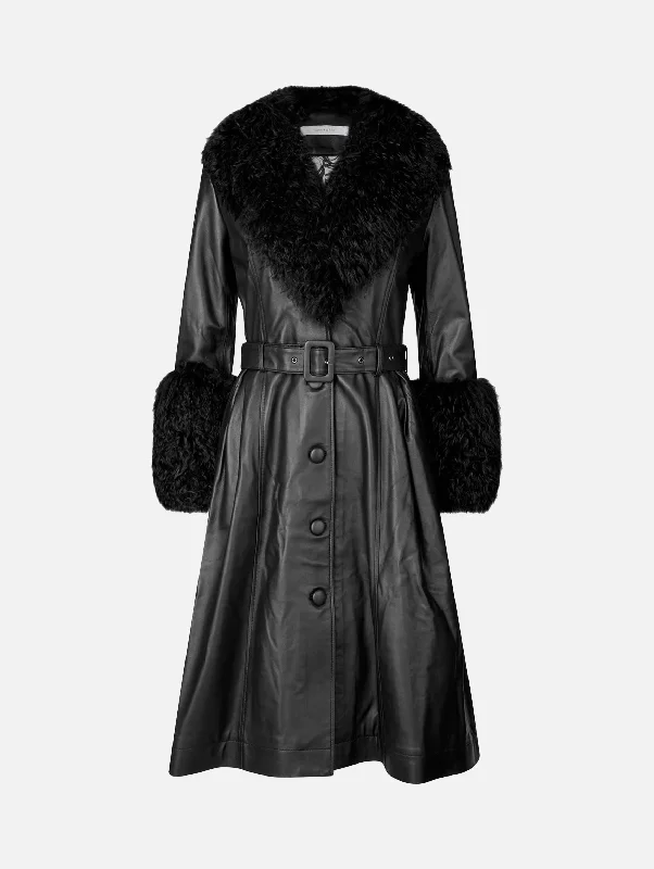 Foxy Shearling Coat in Black