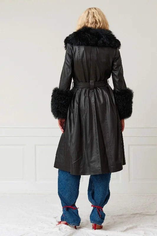 Foxy Shearling Coat in Black