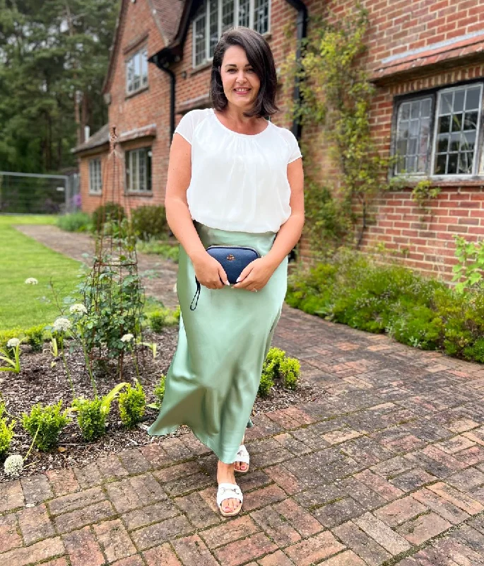 Sage Green Satin Maxi Skirt