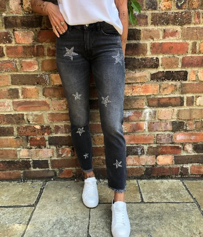 Grey Embellished Star Jeans