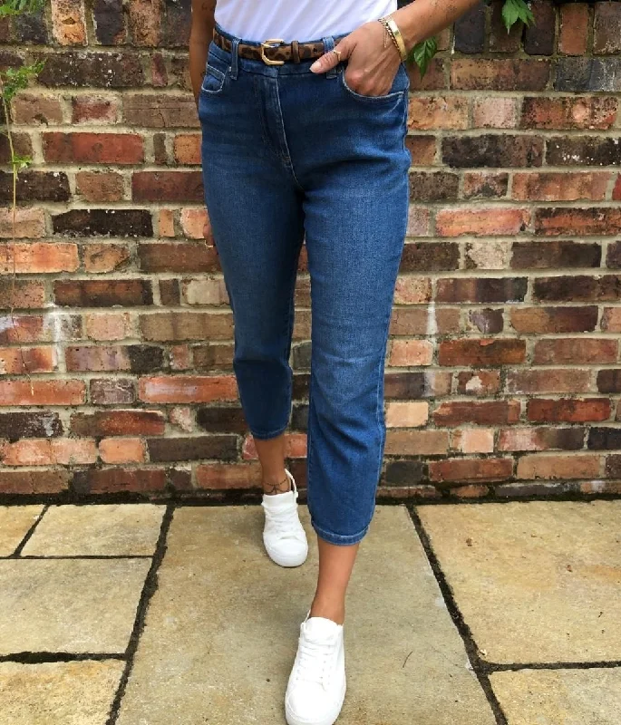 Mid Denim Straight Cropped Jeans