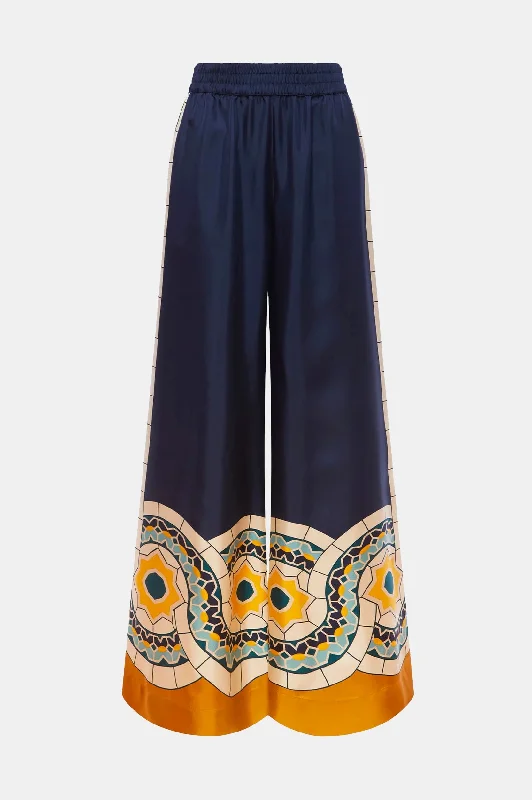 Palazzo Silk Pants in Mudejar Placee