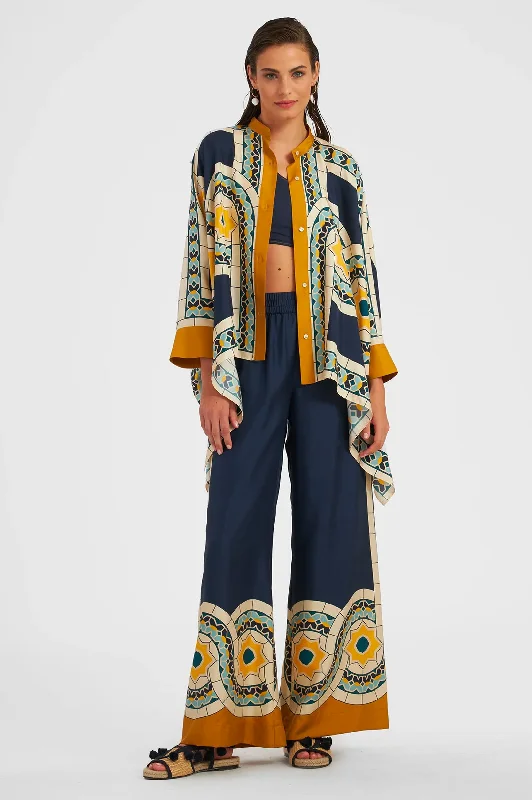 Palazzo Silk Pants in Mudejar Placee