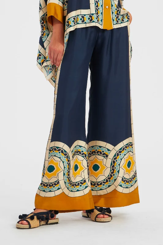 Palazzo Silk Pants in Mudejar Placee