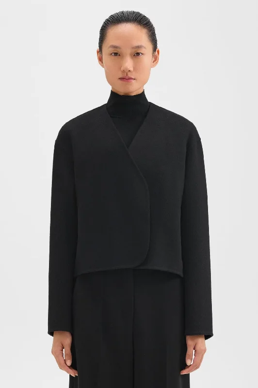 Rounded Crop Jacket in Black